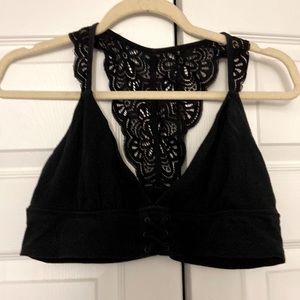 Aerie black lace racer back bralette